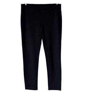 Eileen Fisher Pull On knit Comfort Pant Black Slim Casual Flat Front Sustainable